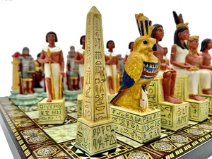 Egyptian Roman Chess Set | Unique Hand Painted Figurine Pieces + Board 🎁 Ideas - Picture 1 of 9