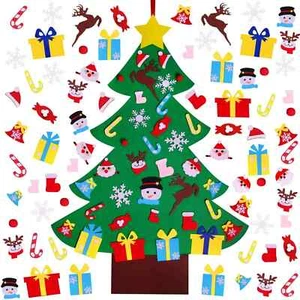 4FT DIY Felt Wall Hanging Christmas Tree Set with 36pcs Ornaments for Kids Gift - Picture 1 of 5