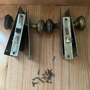 2 Bronze Beveled Plates Round Knobs Mortises - Picture 1 of 7