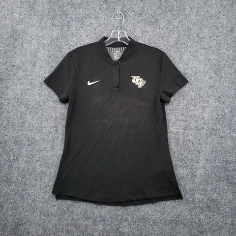 UCF Knights Polo Shirt Womens M Medium Black Nike Dri-Fit 1/4 Zip Short Sleeves Cover