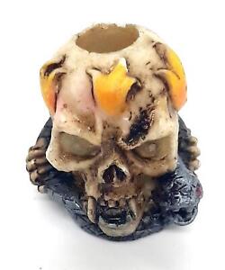Polet 1 1/4" Double Head Glowing Eyes Skull With Snake Cigarette Ashtray Snuffer