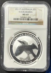2011 P Australia Kookaburra .999 Silver $1 Coin NGC MS69 - Picture 1 of 4