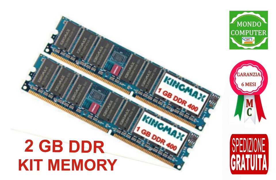 2 GB KIT MEMORIA / RAM DDR (2 X 1 GB) 400 MHZ PC3200 PC FISSO KINGMAX - Imagen 1 de 1