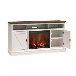 Electric Fireplace TV Stand for TVs up to 65", Magnolia Oak/Columbia Walnut - Picture 1 of 16