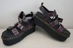 Dr. Martens Women's 9 Black/Pink Nartilla Leather Platform Gladiator Sandal $120 - Picture 1 of 10