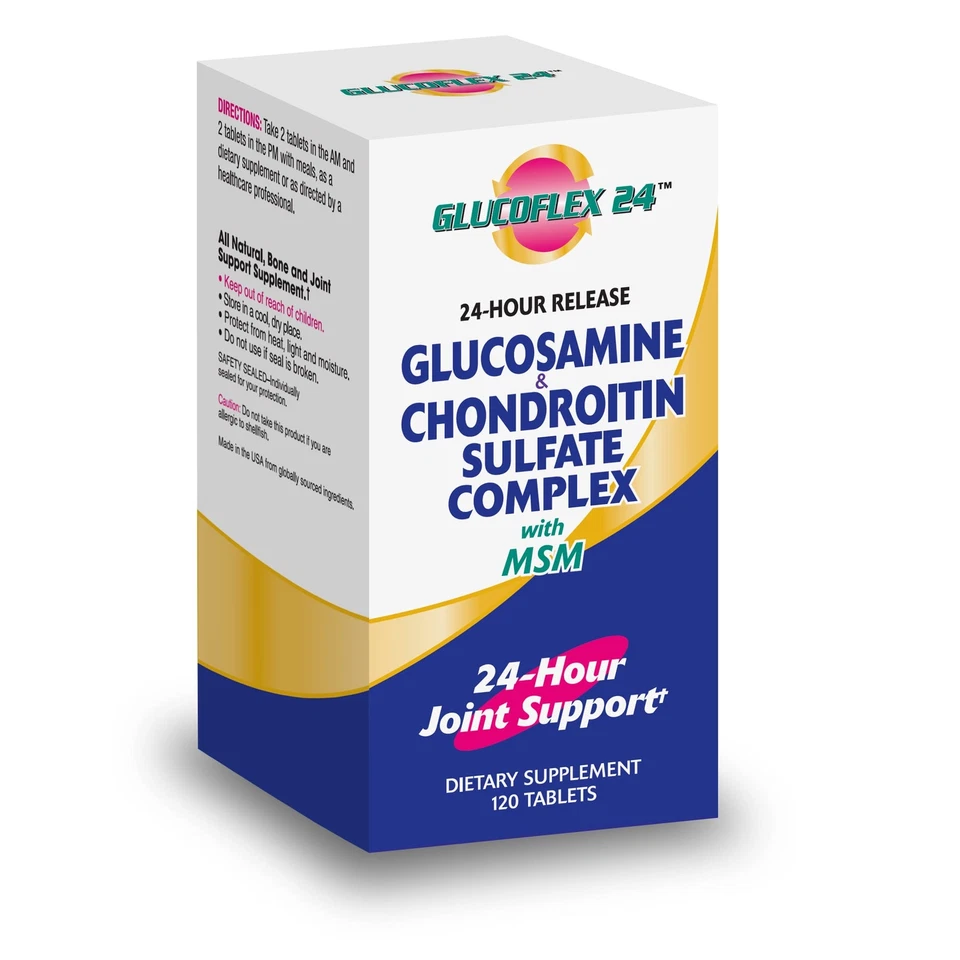 Comprimidos de soporte articular Glucoflex 24 horas 120 unidades glucosamina condroitina Foto 1 de 4