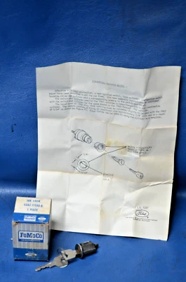 NOS 1961-1963 Ford Thunderbird Lock Ignition Cylinder & FORD Key 1963-64 Galaxie - Image 1 of 4