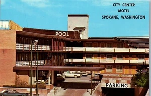 Postal vintage hotel centro de la ciudad motel Spokane Washington WA ~ retro - Imagen 1 de 3