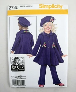 Simplicity 2745 Patty Reed Acogedor Lanza Diseñador Abrigo Pantalones Sombrero niñas 3,4,5,6,7,8 - Imagen 1 de 5