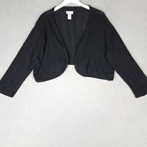 Soft Surroundings Shrug Cardigan Women's 2X Black Knit 3/4 Sleeves Open Casual