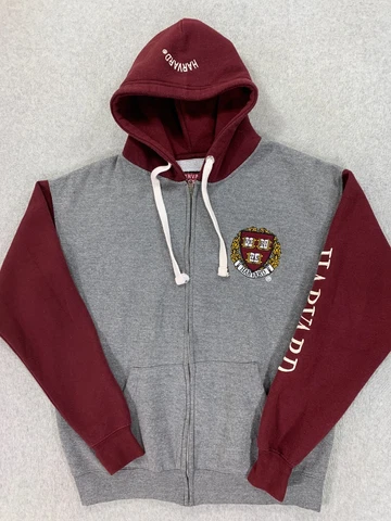 Harvard University Stitched Logo Full Zip Hoodie Jacket (Men's Medium) Gray Cover