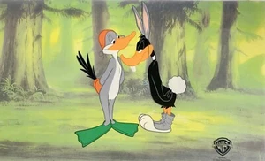 Warner Bros BUGS BUNNY DAFFY DUCK Sericel Animation Art Rabbit Duck Season - Picture 1 of 6