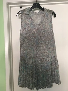 Joie Romper Sleeve Less Blue Floral Silk Pleated Shorts Size S - Picture 1 of 8