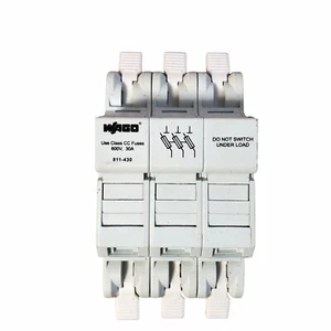 NEW WAGO 811-430 DIN Rail Fuse Holder 3-Pole (CC Fuses--Not included) 600V 30A - Picture 1 of 5