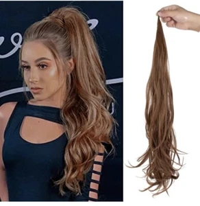 Flufy MOOZ 32” Synthetic Ponytail Wig Flexible Wrap Around Lightweight  - Picture 1 of 16