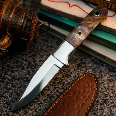 Wild blade Survival Knife 8.7" Full Tang Damascus / Carbon Steel + Sheath - Image 1 of 4