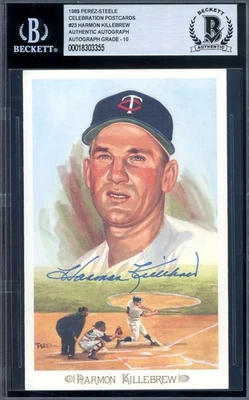 Harmon Killebrew Gem Mint 10 Beckett BAS Signed Perez Steele Celebration Postcar - Image 1 of 2
