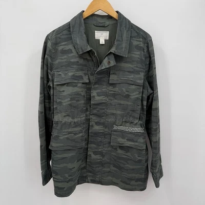 Chaqueta militar de camuflaje Caslon para mujer talla L verde con tachuelas tareas granero país Foto 1 de 4