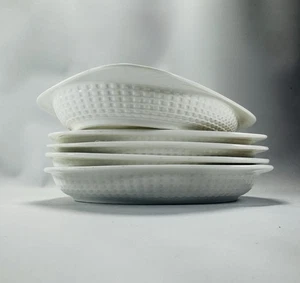 Set Of FIVE! UNITED AIRLINES POLARIS Class Casserole Dishes Weave Pattern EUC - Picture 1 of 8