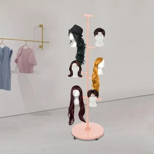 Pink Wig Display&Storage Rack For 12-head Wig Stand W/wheels Styling Wig Storag - Picture 1 of 16
