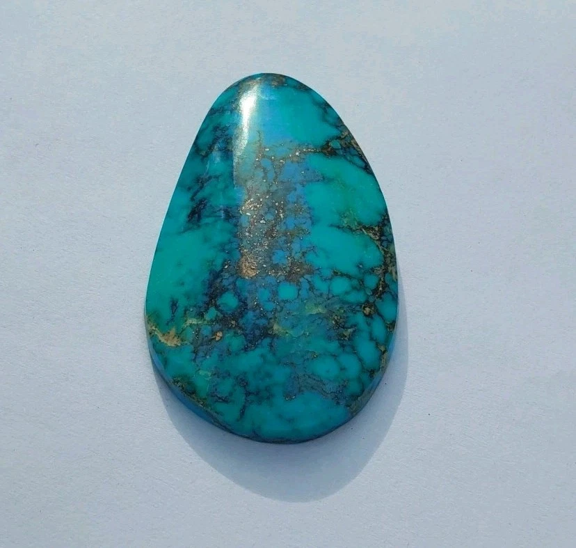 Natural Bisbee Blue Turquoise Stone-55 Ct Cab Sky Blue Chocolate Black Matrix #9 - Image 1 of 4