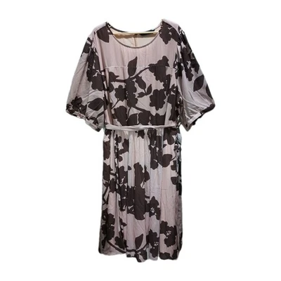 eShakti Dress Pink & Brown Floral Size 5X 32W - Image 1 of 4