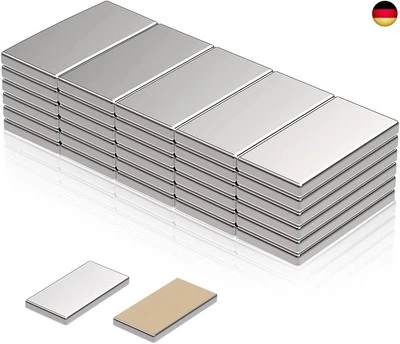 EXIN DECHEN 30 Stück Neodym Magnet Selbstklebend, 20x10x1mm Magnet Flach Stark, Kleine