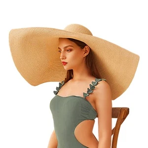 Oversized Beach Straw Hats for Women Floppy, Extra Large Sun Visor Hat Wide B... - Picture 1 of 7