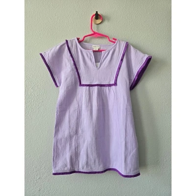 Lindo Vestido de Gasa Lila J.Crew Crewcuts Niñas XS (4-5) con Borde de Flecos Nuevo con Etiquetas Verano Foto 1 de 4