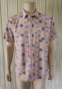 New Wave shirt L men's pink cotton short sleeve 1980s - Picture 1 of 9