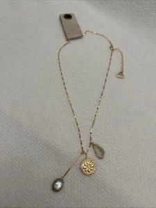 Anthropologie Serefina Collana Placcata Oro 14K Charm Gioielli - NUOVO - Foto 1 di 6