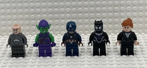 Lego Marvel Minifigures Lot Rhino Green Goblin Capitan America Black Panther Pep - Picture 1 of 8