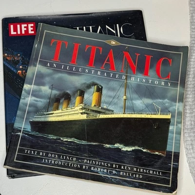 Juego de 2 libros de historia ilustrados Titanic Don Lynch de colección 1992 tiempo 2012 Foto 1 de 4