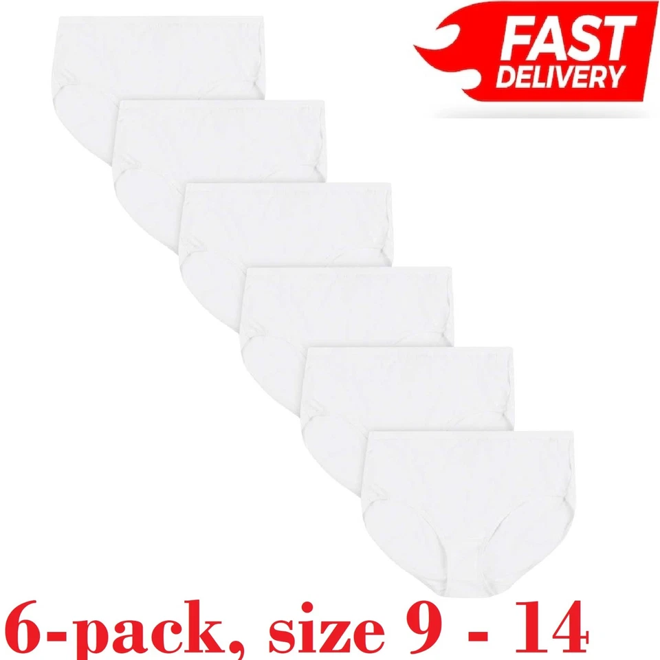 Just My Size Cotton White Briefs Underwear Panties Panty Women JMS Comfor 6-Pack - Image 1 of 4