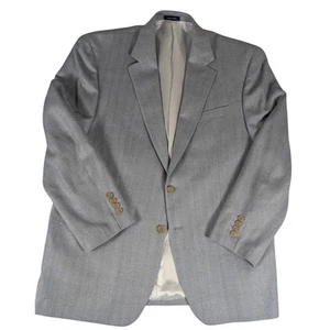 Ralph Lauren 2 Button Gray 100% Silk Blazer Sport Coat Jacket Herringbone 44R - Picture 1 of 4