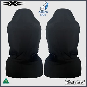 One Pair Australian Made Plain Black Universal Slip On Throw Over Seat Covers - Picture 1 of 5