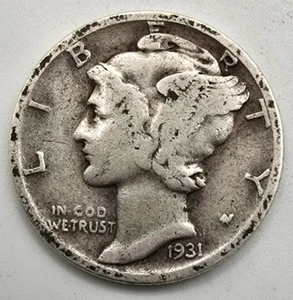 Moneta 1931 S Mercury Dime VG/F/VF You Grade it SEMI-CHIAVE 90% tipo argento spedizione gratuita - Foto 1 di 4