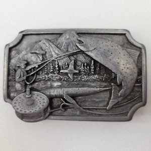 Siskiyou Buckle Co Fisherman Fishing Angler Oregon K-27 1983 Mountains Pewter - Picture 1 of 10