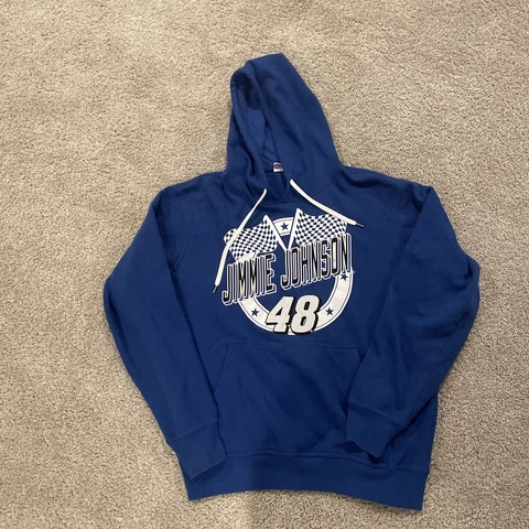 NASCAR Pullover Embroidered Jimmie Johnson DuPont Racing Sweatshirt Hoodie Sz L Cover