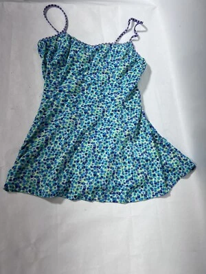 VTG IT FIGURES SLENDER THIGHS ONE PIECE SWIMSUIT BLUE WHITE DRESS WOMEN 10 - Image 1 of 4