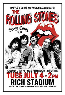 Póster de concierto de The Rolling Stones 1978 Rich Stadium Orchard Park NY póster de concierto Foto 1 de 2