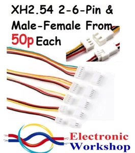 XH2.54mm Connectors Wire 2-Pin 3, 4, 5, 6-Pin Male Female XH 254mm PCB UK SELLER - Picture 1 of 32