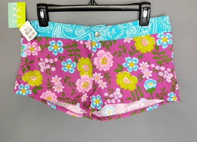 Pantalones Cortos de Natación Agua Doce para Mujer Medianos Púrpura Floral Paisley Bolsillo a Presión Nuevos Foto 1 de 4