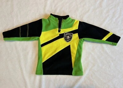 Obermeyer Niños Pequeños Talla XS 1/4 Cremallera Jersey Vellón Negro Amarillo Verde Foto 1 de 4