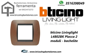 bticino Livinglight L4802BK Placca 2 moduli - bachelite - Foto 1 di 1