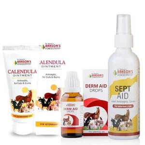 Bakson Veterinary Derm Aid Drops + Calendula Ointment + Sept Aid Spray. - Picture 1 of 2