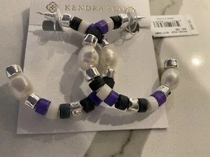 Orecchini a cerchio Kendra Scott Rachel argento brillante mix blu perle nuovi con etichette $88 - Foto 1 di 2