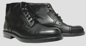 Carlo Morandi Men's Black Leather Cap Toe  Chukka Lace up Dress Ankle Boot 10-M - Picture 1 of 20