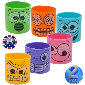 2PK Crazy Face Magic Coil Spring Kids Party Bag Filler Plastic Gift Toys 6.5cm - Picture 1 of 115