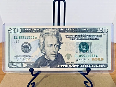 2004 $20 Federal Reserve Note Uncirculated Fancy RADAR Serial #EL85511558A - Image 1 of 2